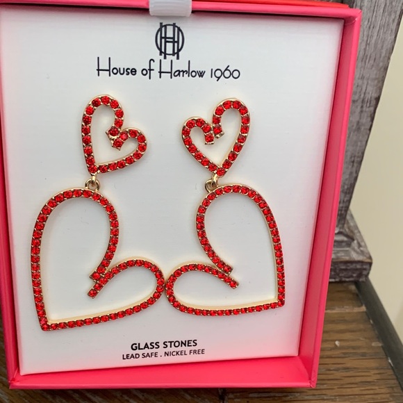 House of Harlow 1960 Jewelry - House of Harlow 1960 Red Heart Drop Earrings